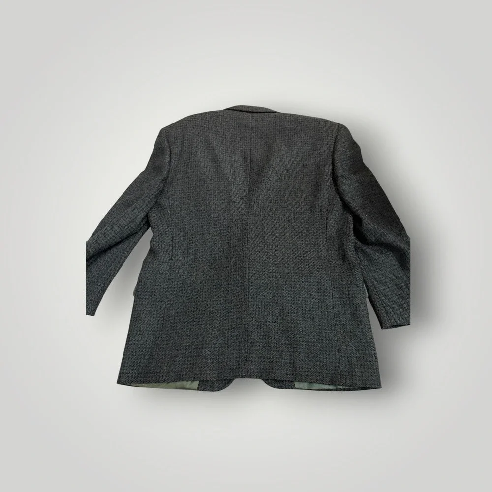 Hart Schaffner & Marx Blazer Vintage Men 41R Gray Wool Herringbone USA Heritage